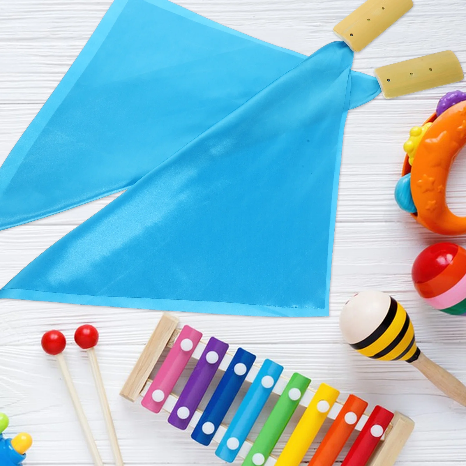 

1Set Chinese Traditonal Allegro Clapper Kuaiban Blue Silk Music Instrument Suitable for Kids Beginners Performance