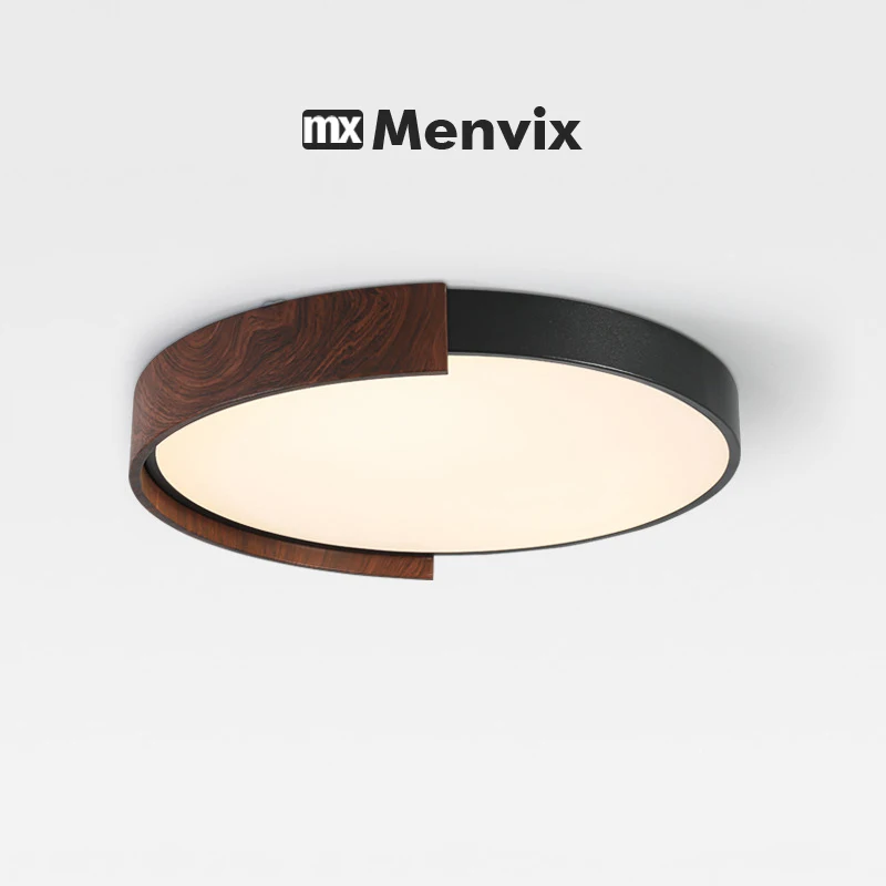Modern LED Ceiling Lamp Simple Children's Bedroom Room Light Walnut Wood Color Home  Interior Decoration Creat Living Room Light