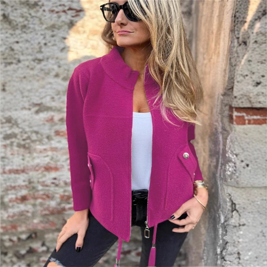 بدلة صوفية غير رسمية مع كيتات مزيفة وربطة عنق على شكل حبل للنساء لخريف وشتاء معاطف قماش مخملية جديدة عبر الحدود #3