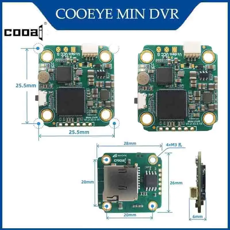 

COOAI COOEYE BAYCK MINI DVR 5 В-30 В Поддержка 512G MAX Micro SD PAL/NTSC/AHD720P (25/30/60 кадров в секунду) Видеомодуль камеры для дрона FPV