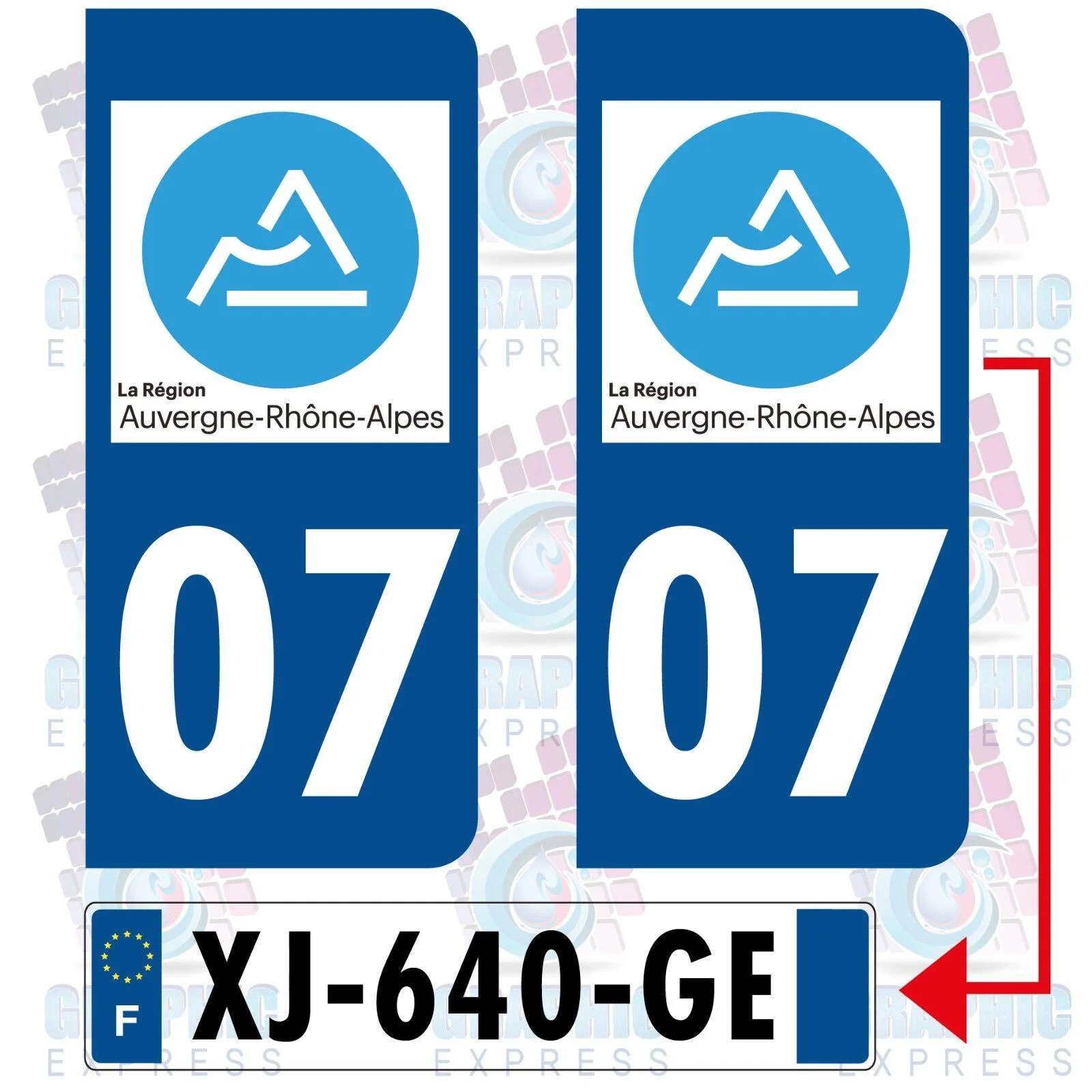 

For 07 Ardèche Rhone Alpes / 2 Stickers Plate Registration Sticker*