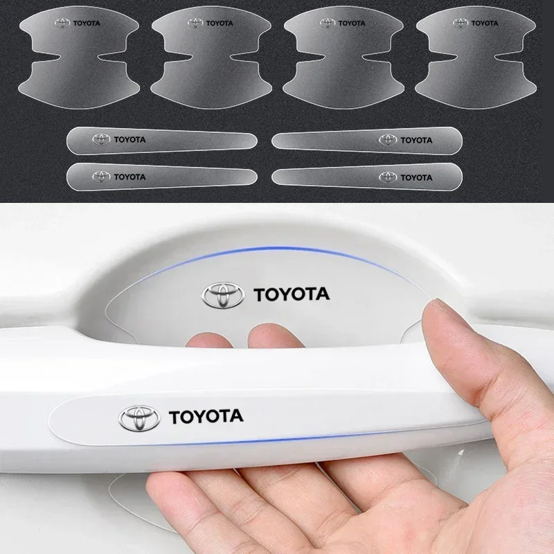 8Pcs Car Styling Transparent Door Handle Wrist Sticker Protective Film For Toyota Corolla Camry Rav4 Vios Yaris Reiz Proado