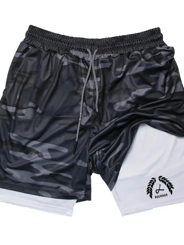 

Новые мужские двухслойные дышащие спортивные шорты для бега с логотипом, легкие, для активного отдыха, молодежные, комплект из двух шорт, лето 2025