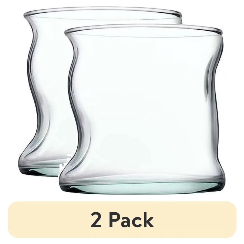 Clear Green Glass 11.5 oz Drinking Glasses Set of 2 Modern Tumbler Cups for Water Juice Beer Barware Home Kitchen Dining