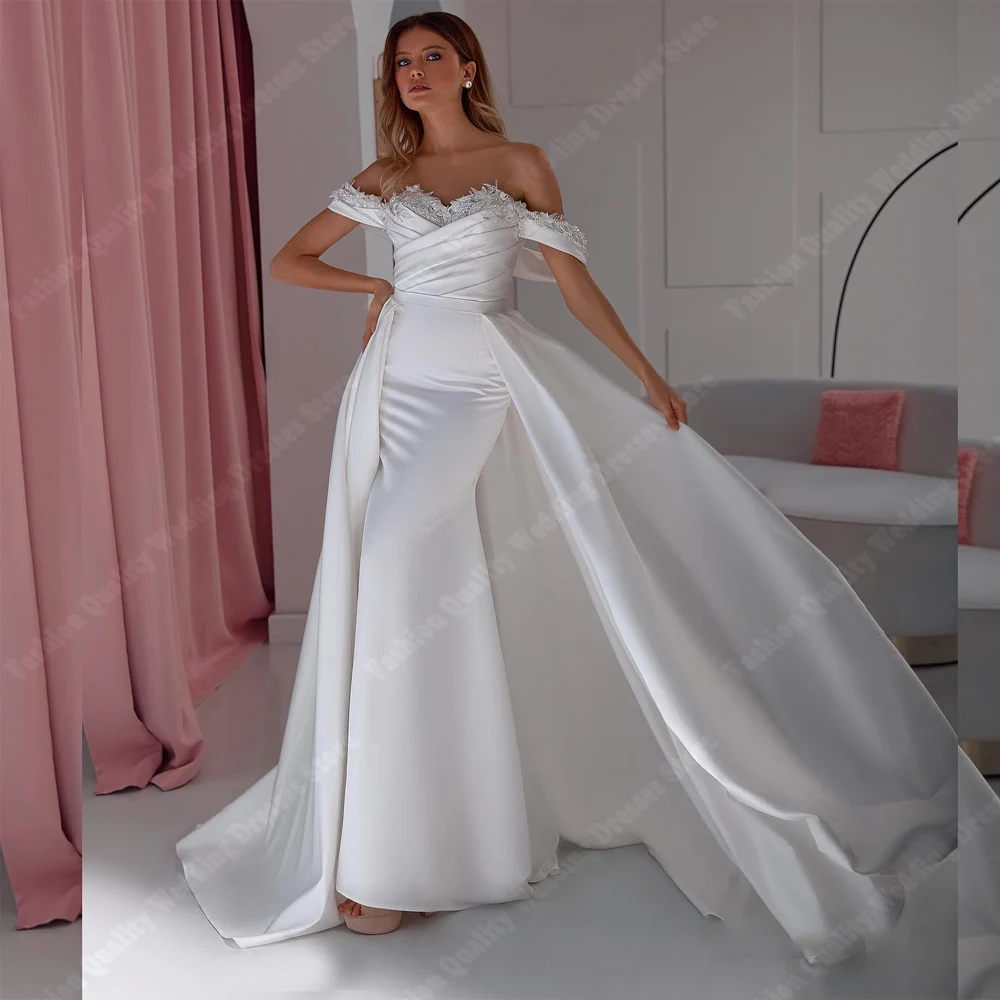 

Off The Shoulder Women Wedding Dresses High Quality Mermaid Bridal Gowns Mopping Length Banquet Vestido De Novia 2025 Customized