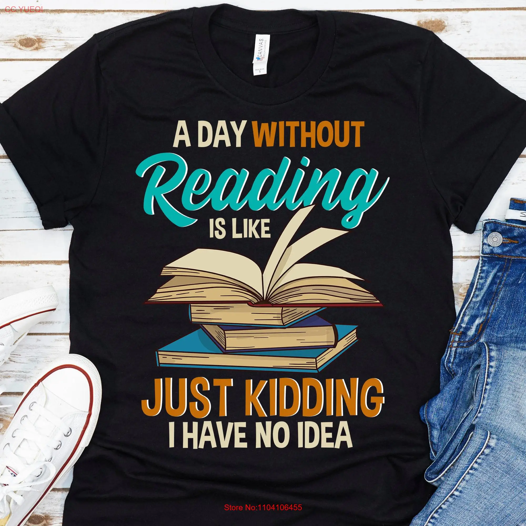 Reading T Shirt Book Lover Bookworm Nerd Librarian Funny s Reader long or short sleeves