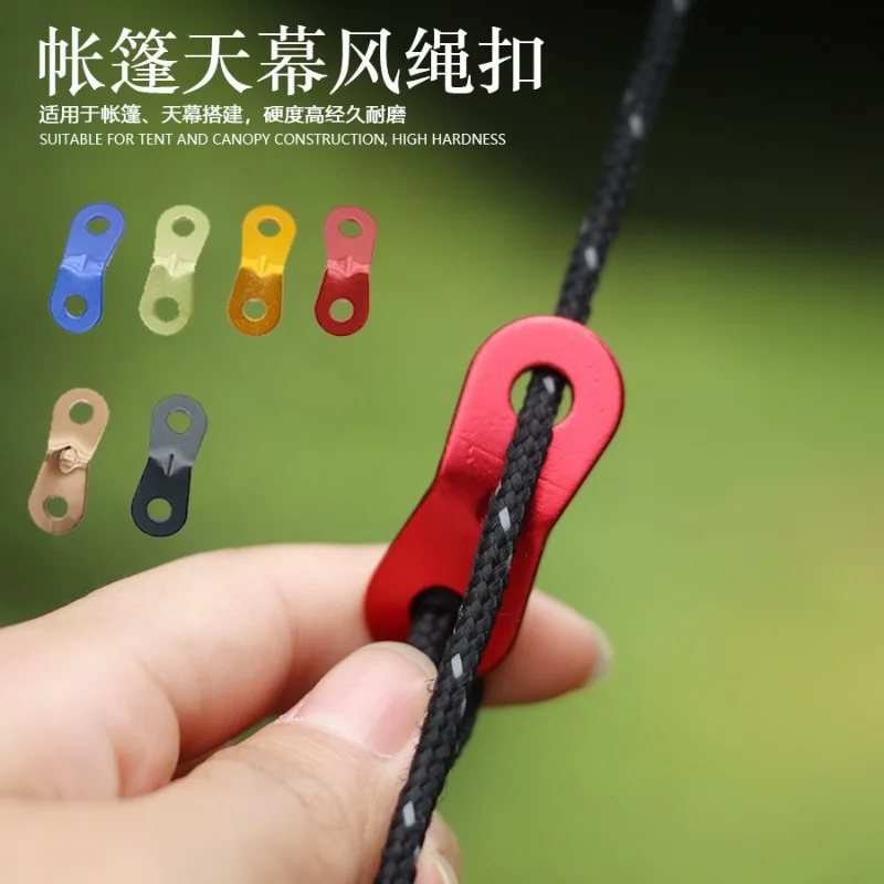 Outdoor Camping Tent Wind Rope Buckle Double Eye Aluminum Alloy Umbrella Rope Fixed Sliding Adjustment Buckle Canopy Pull