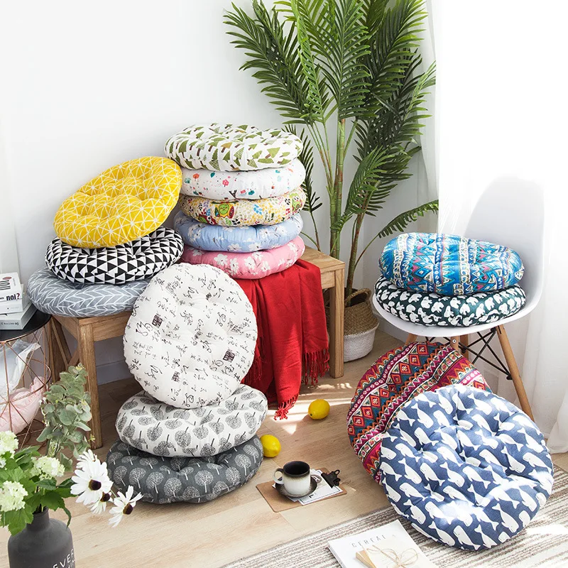 Inyahome Boho Round Floor Seat Pillows Cushions Japanese Futon Chair Pad Tatami Floor Cushion for Living Room Balcony Outdoor