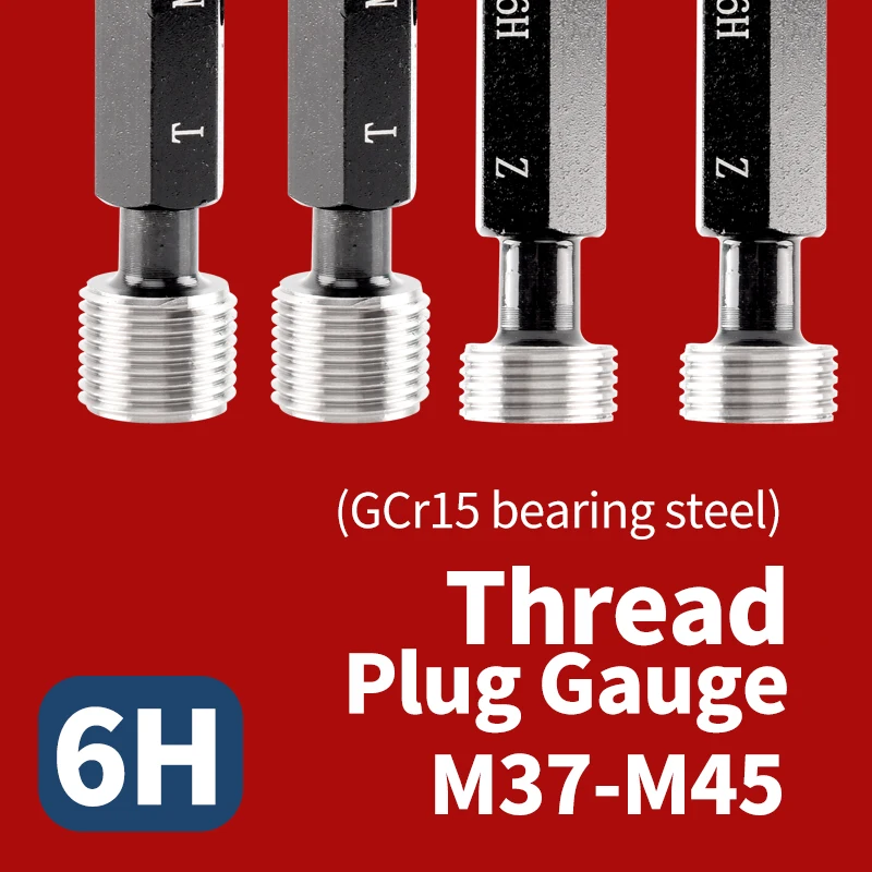 VOKET 6H M37-M45 Steel Metric Screw Standard Fine Thread Plug Gauge High Quality Wholesale X0.5 0.75 1 1.5 2 3 Measuring Tool