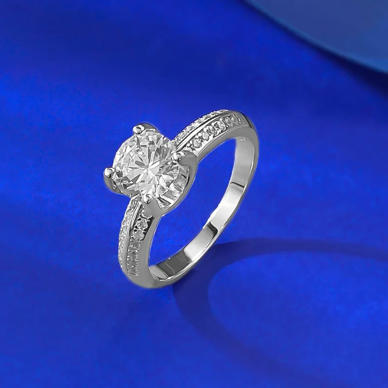 Luxury Solitaire 6.5mm High Carbon Diamond Rings for Women - 925 Sterling Silver Wedding Band & Bridal Engagement Ring Jewelry