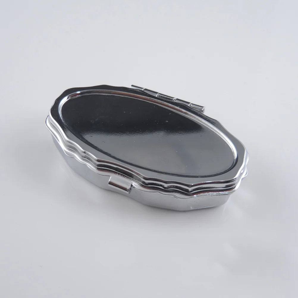 علبة حبوب منع الحمل معدنية مستديرة من الحديد المقاوم للصدأ مكونة من حجرتين لتنظيم حاوية الأدوية فيتامين للسفر في الهواء الطلق #6