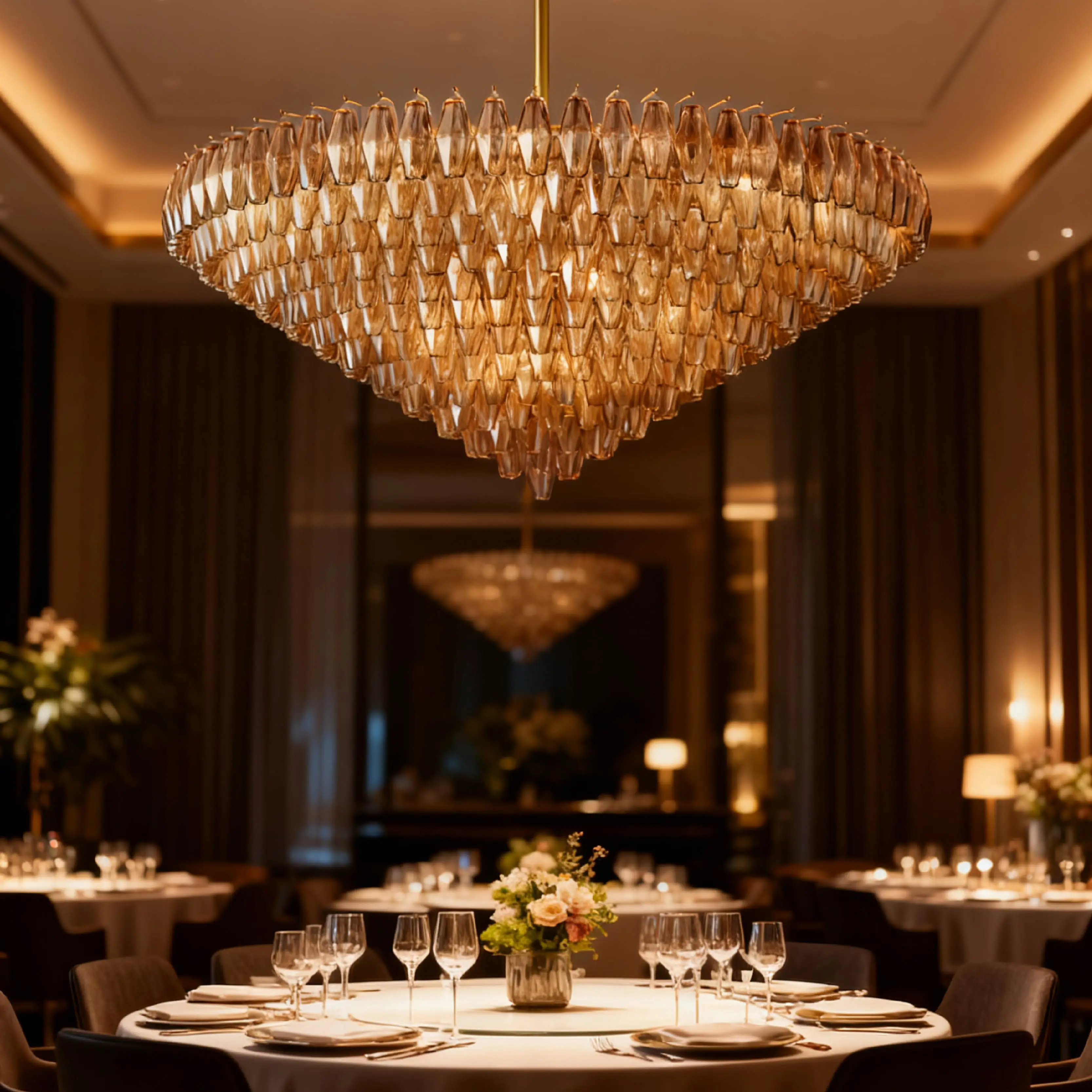 2025 زجاج مورانو زجاجة الرغبات قلادة مصباح مطلي معدن النحاس الفضة الأسود مستدير مستطيل عكس الضوء الأسقف بريق