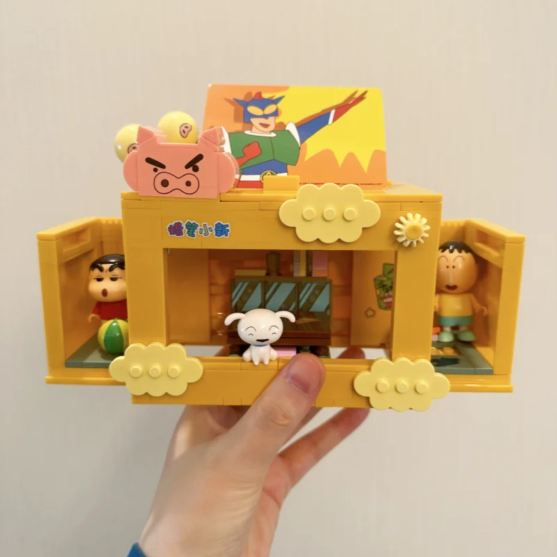 AREAX Crayon Shin Chan Building Blocks Intellectual Assembled Toys Anime Collectible Home Decoration For Teen Adult Hobby Lovers