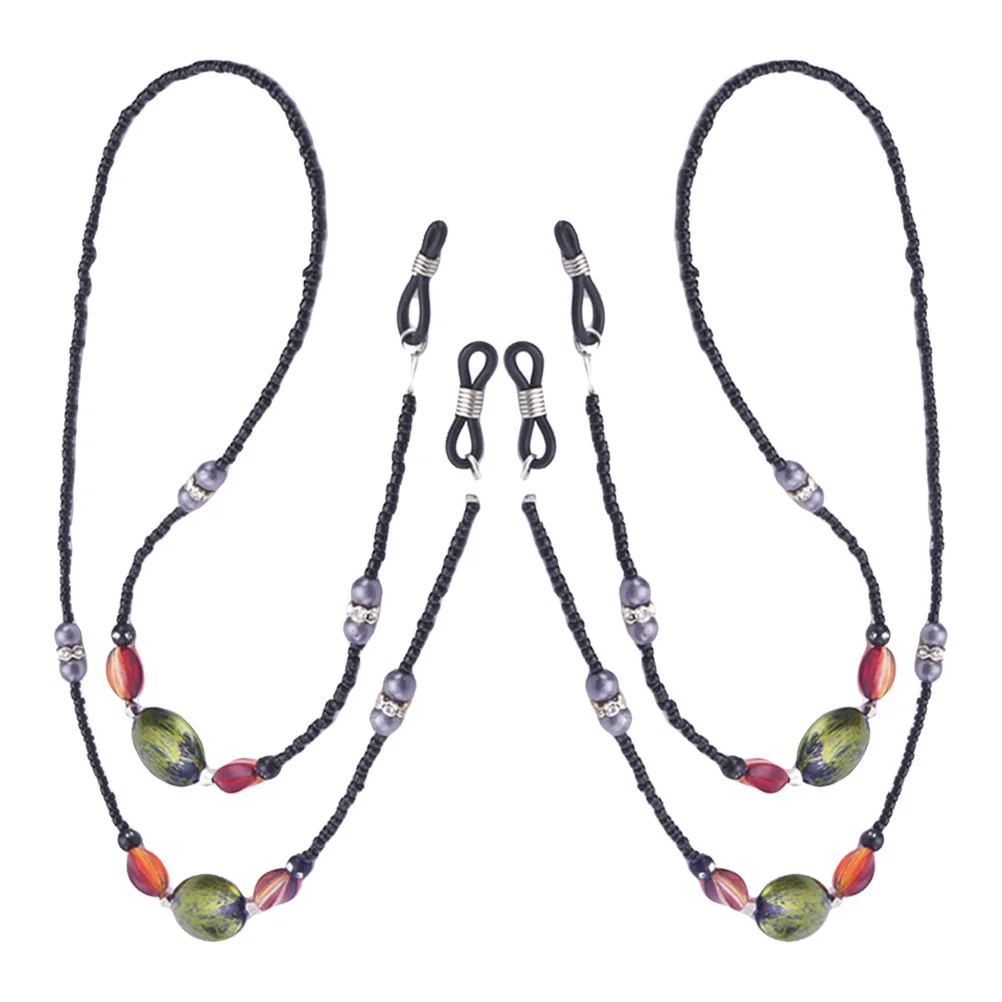 

2 Pcs Beaded Glasses Rope Eyeglass Strap for Women Holders Around Neck Chain Chains Stylish Lanyards Straps