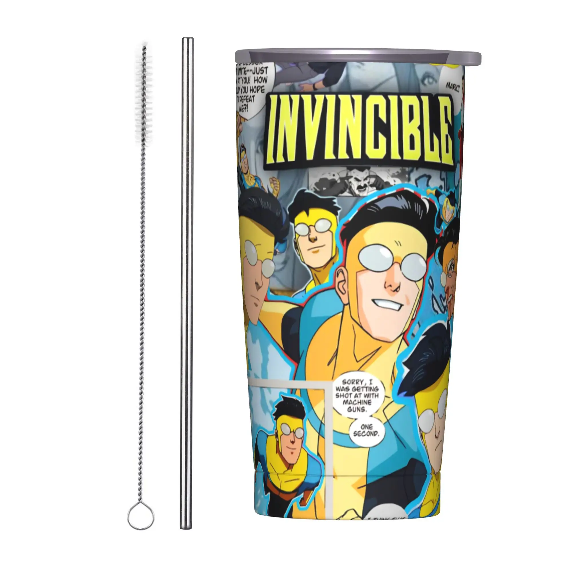 Invincibles Comic Tumbler Vacuum Insulated  Thermal Cup Stainless Steel Smoothie Tea Mug Water Bottle 20oz