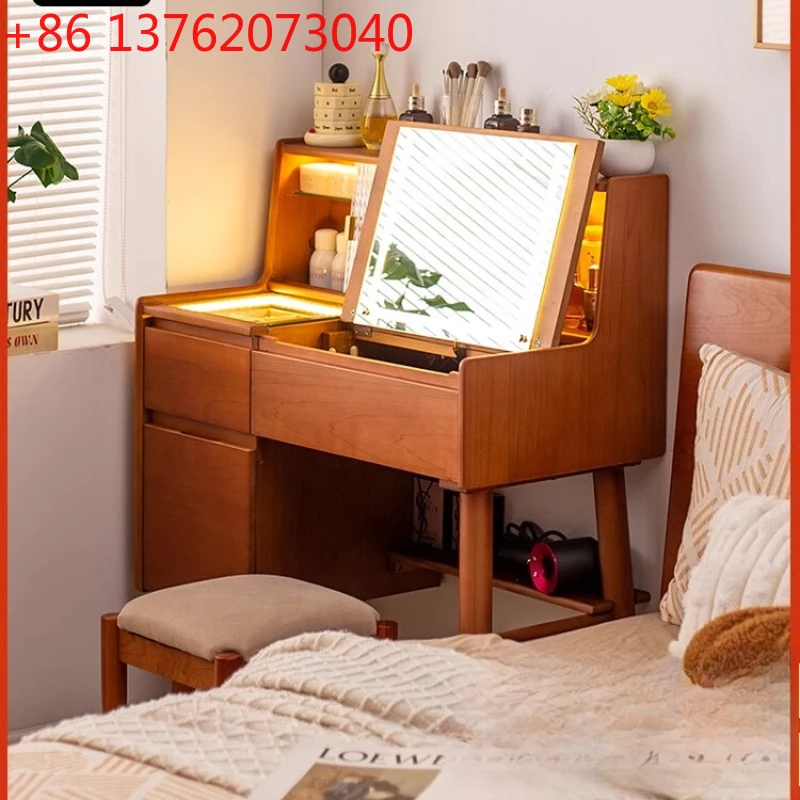 

Nordic Mirror Vanity Luxury Jewelry Organizer Space Saving Makeup Dresser Bedroom Light Glass Penteadeira Furniture For Home