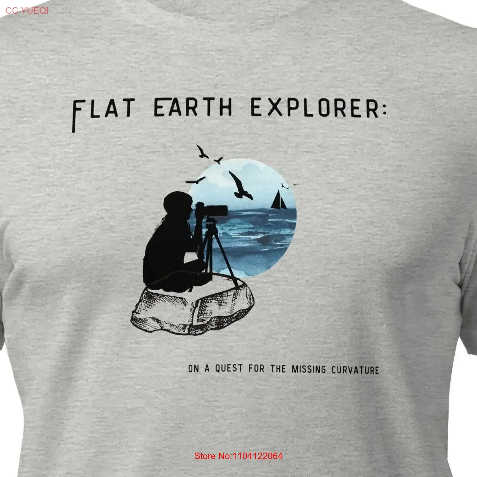 

Flat Earth Explorer T Shirt Missing Curvature Globe Skeptic Horizon vintage Washed Stretched Unisex fashion designer clothes
