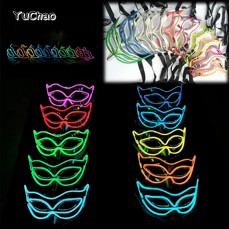 

Halloween 10 Colors LED Neon El Wire Mask Cosplay Luminous Fox Mask Dance Party Dress Accessories