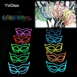 Halloween 10 Colors LED  Neon El Wire  Mask Cosplay  Luminous Fox Mask Dance Party  Dress Accessories
