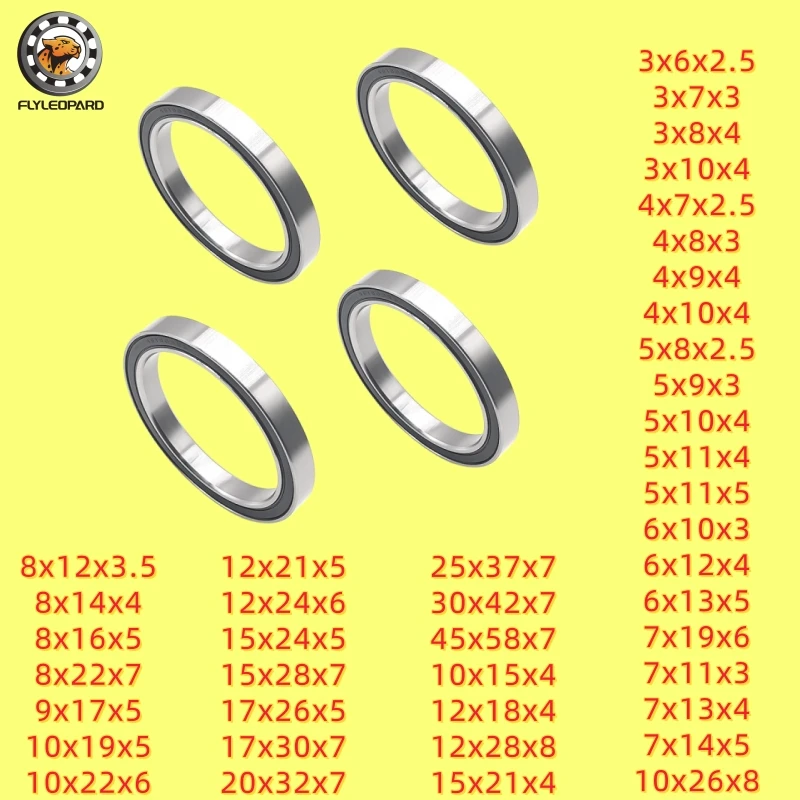 2Pcs 440C Stainless Steel ABEC-7 Rubber Sealed Ball Bearings 5x11x5 8x12x3.5 8x16x5 10x19x5 10x26x8 12x21x5 17x26x5 25x37x7 mm