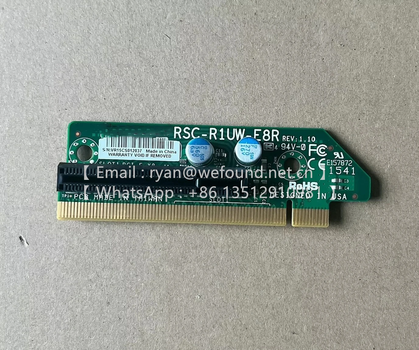 RSC-R1UW-E8R  1U RHS WIO Riser card with one PCI-E x8 slot