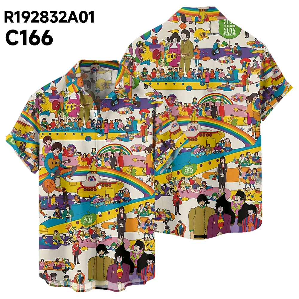 2024 new original summer fun world leisure travel large size short sleeve shirt Hawaiian style digital print loose trend shirt