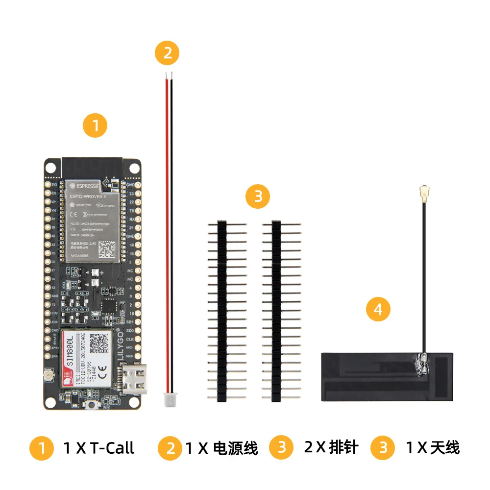 Módulo Inalámbrico LILYGO TTGO T-Call V1.4 ESP32 WIFI Bluetooth con Antena FPC y Ranura para Tarjeta SIM SIM800L