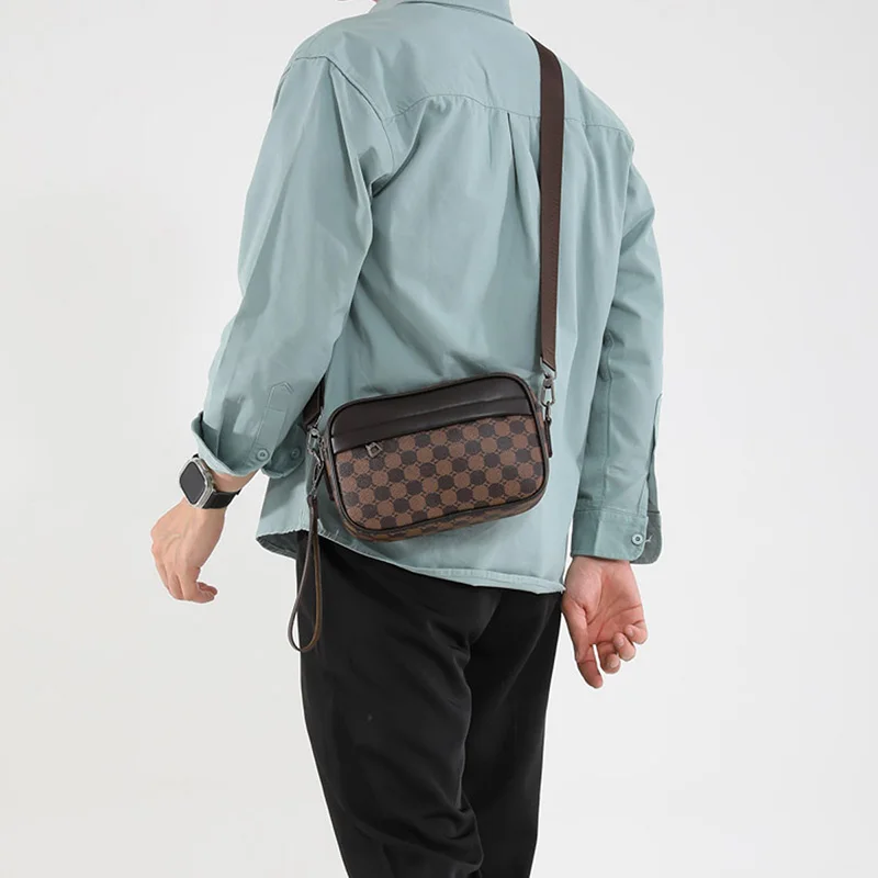 Lässige, leichte Business-Umhängetaschen für Herren, PU-Leder, Umhängetasche, bequem, breiter Riemen, Umhängetaschen, Designer für Herren – Detail 7