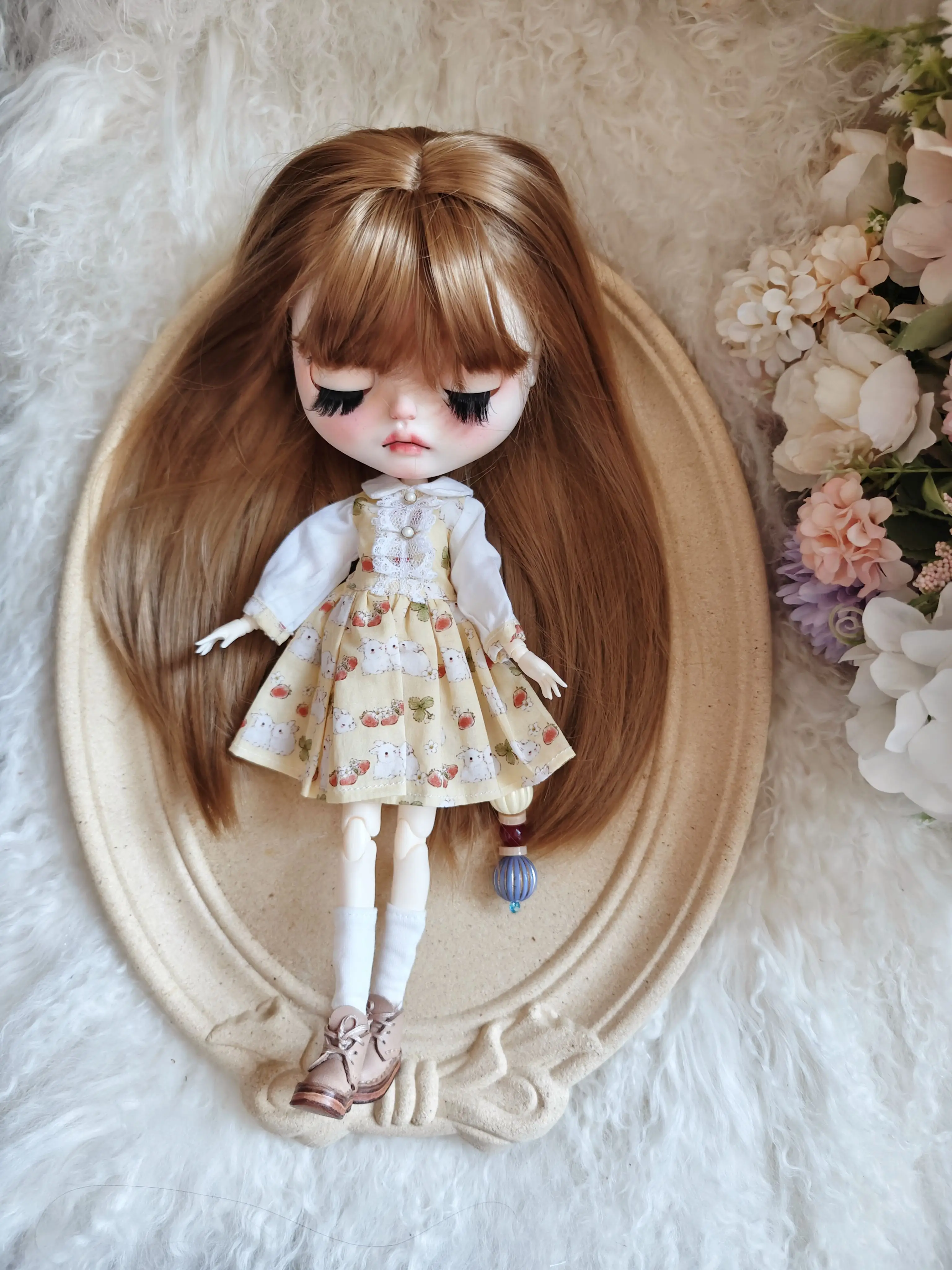 Blyth Doll Clothes Handmade Vanilla Classic Dress set for Ymy Licca Azones Ob24 Ob22 Doll blythe clothing Accessories