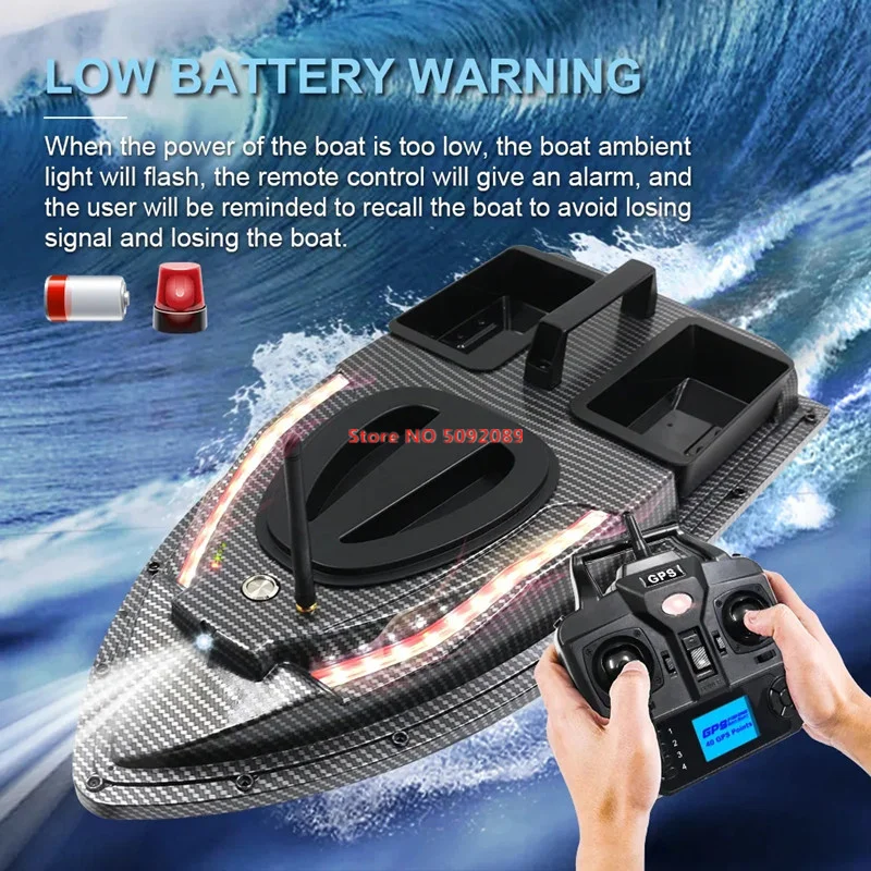 53CM Large 40 Points GPS RC Fish Bait Boat 1.5KG Load 500M Remote Control Sea Fishing Bait Boat Automatic Cruise GPS Nesting Boa