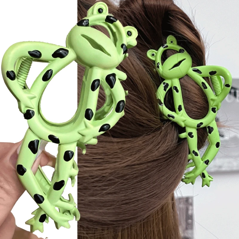 Cartoon Green Frog Hair Claw para mulheres e meninas, Funny Metal Hair Clip, Ponytail Hairpin, Headdress, acessórios de moda, novos presentes