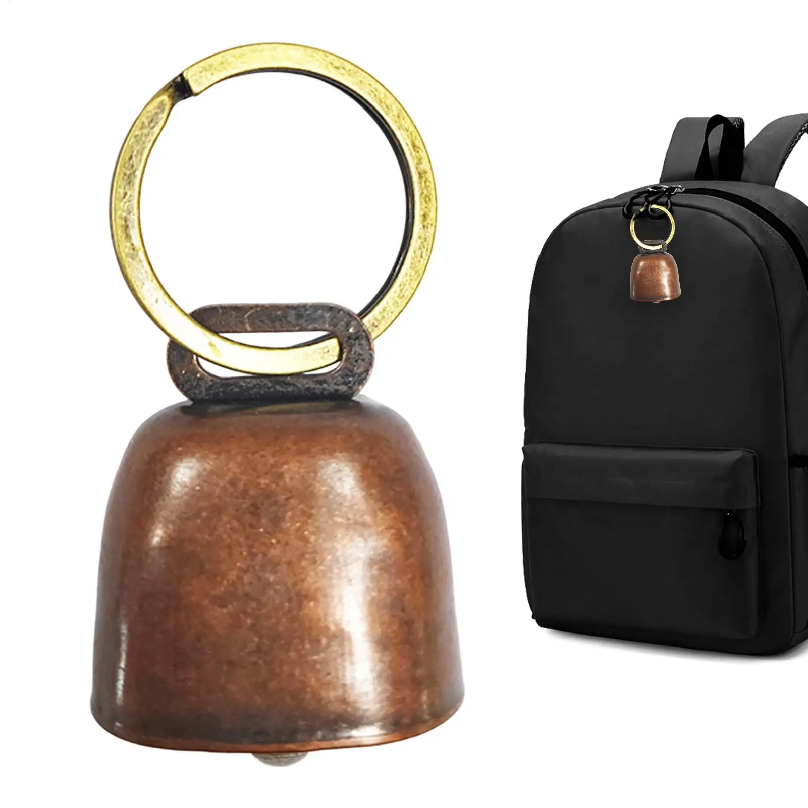 Bear Bell إنذار أمان للمشي لمسافات طويلة في الهواء الطلق مع حلقة عالية جرس تحذير نحاسي عتيق لحقيبة الظهر للتخييم، معدات النجاة في حالات الطوارئ