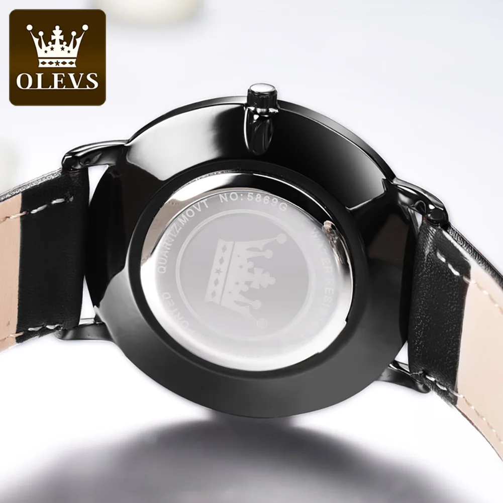 New In OLEVS Quartz Watch for Men Ultra Thin 6.5mm Minimalist Waterproof Date Bussiness Watch Fashion Leather Strap Men\'s Watch