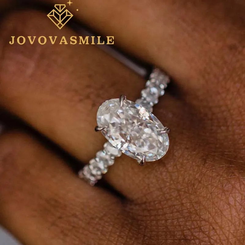 

JOVOVASMILE Original Moissanite Ring 18k Gold 5.5Carat 13x9mm Crushed Ice Oval Cut Women Jewelry with GRA Certificated