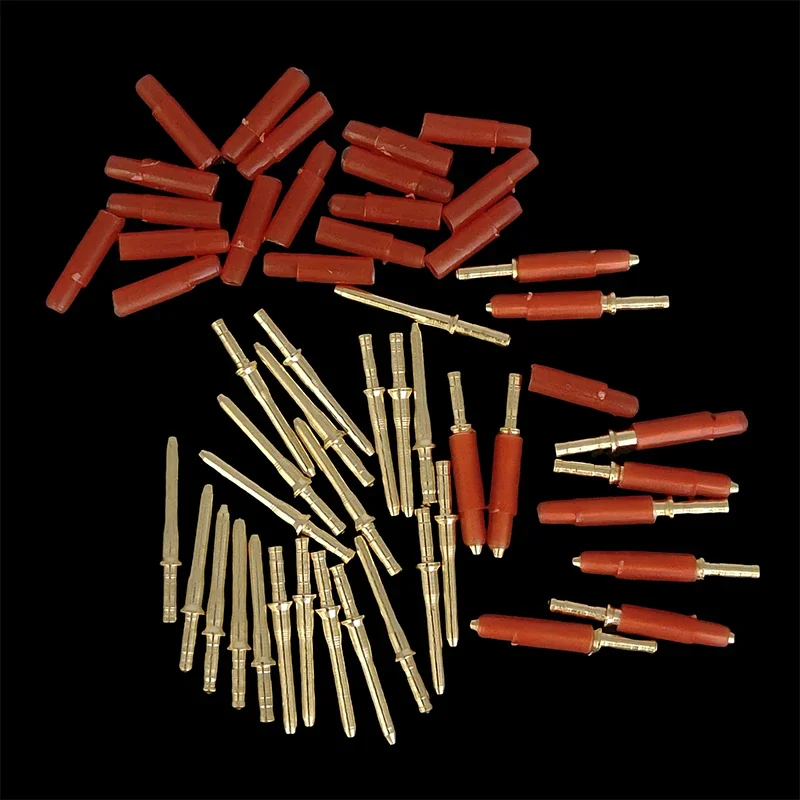 دبوس توصيل نحاسي للأسنان دبابيس نموذجية دبابيس نحاسية صغيرة بأكمام بلاستيكية حمراء مقاس 1.6*18 مللي متر #3