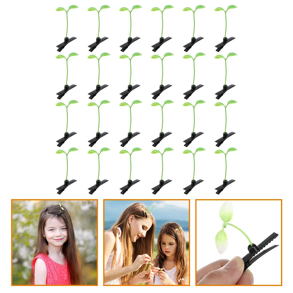 

60 шт. заколок для волос в виде зеленых растений, вдохновленных ростками бобов, забавные заколки для девочек-подростков, модные аксессуары для волос, универсальные стильные заколки в едином стиле