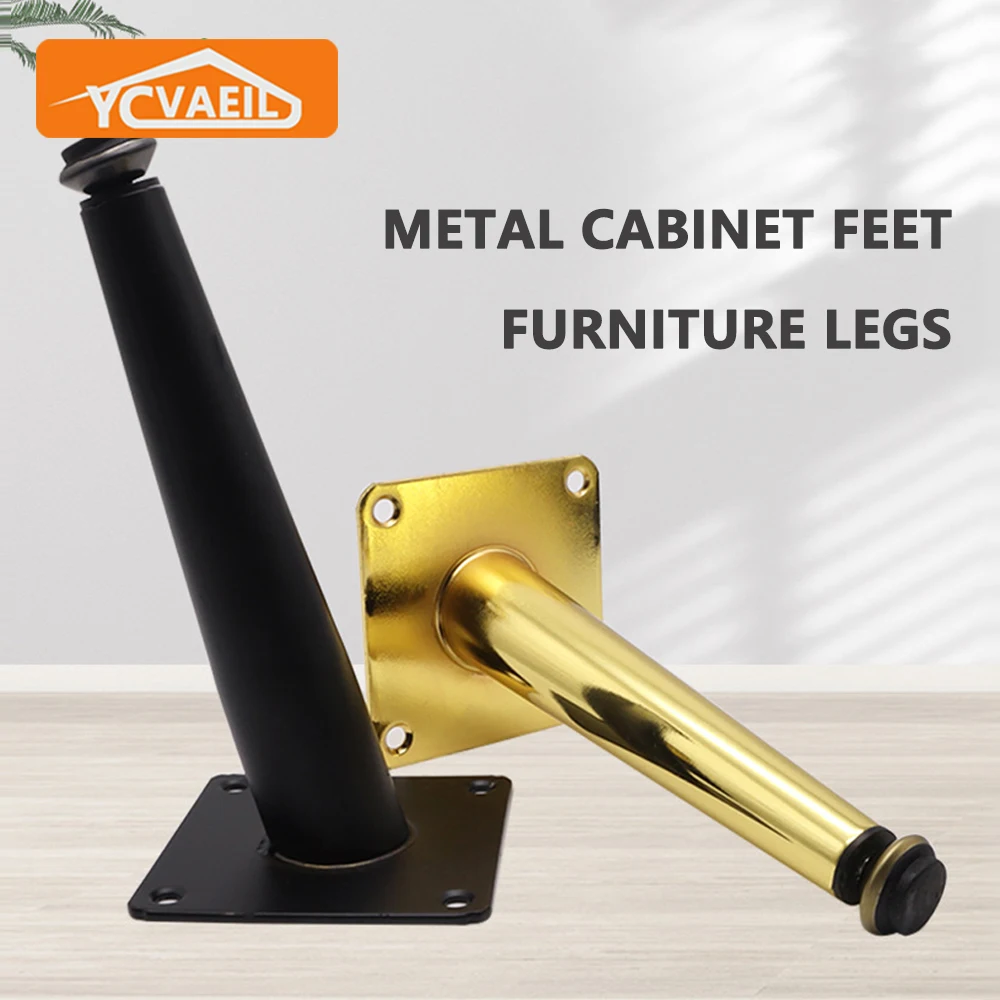 4pcs Adjustable Cabinet Legs for Furniture Feet Metal Oblique Cone 10-40cm TV Cabinet Dressing Table Sofa Chair Feet Black Gold