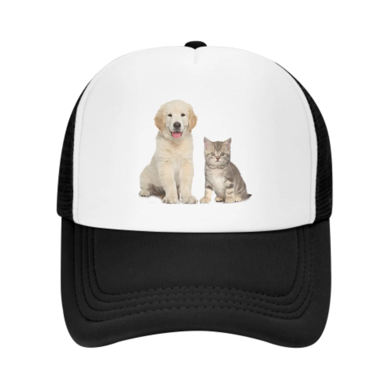 Cute Dog Cat Baseball Caps Fashion Trucker Hat Unisex Mesh Caps for Women Men Outdoor Leisure Travel Neutralna osłona przeciwsłoneczna