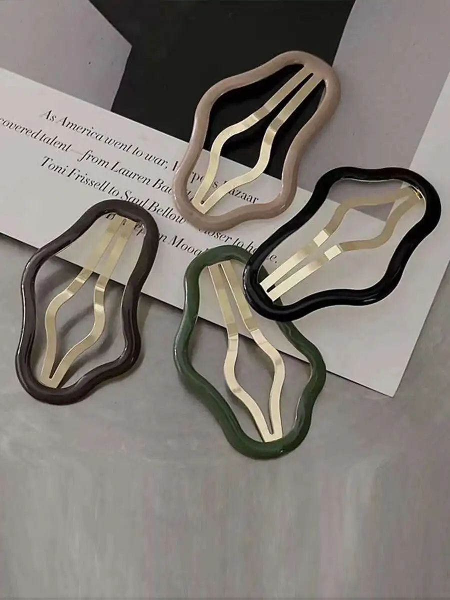 

5pcs Set Womens Fashionable Wavy Bb Hair Clips For Side Bangs Fringe Daily Festive Use