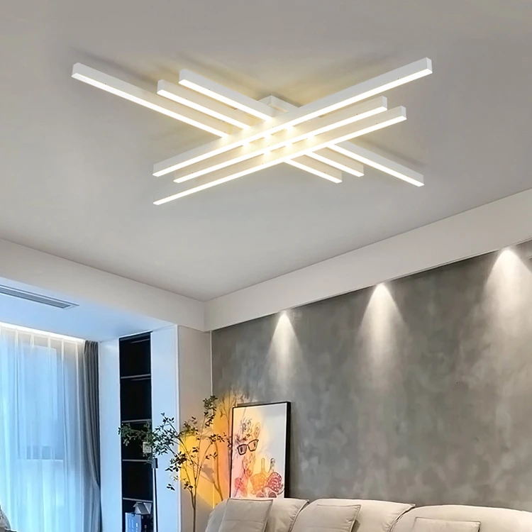 Minimalist Exquisite Black Multi-heads Strip LED Ceiling Light Art Advanced Sense Bedroom Ceiling Lamps for Restaurant