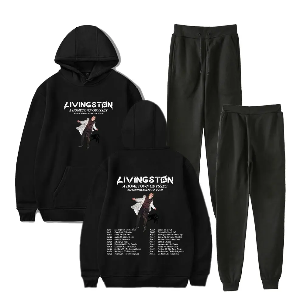 Livingston A Hometown Odysey Tour 2024 Hoodie Suit  Man/Woman Hip Hop Pocket Drawstring Hoodie Streetwear 2 Pieces Sets