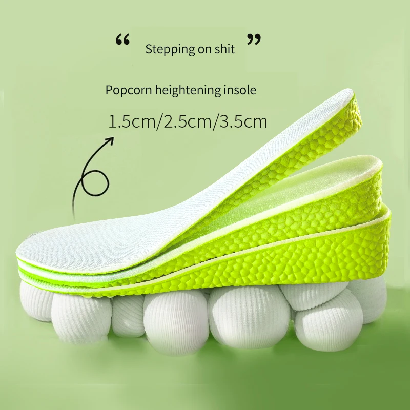 1 Pair Invisible Increase Insole Green Memory Foam Insole, Breathable and Comfortable Men and Women Cutable Insole