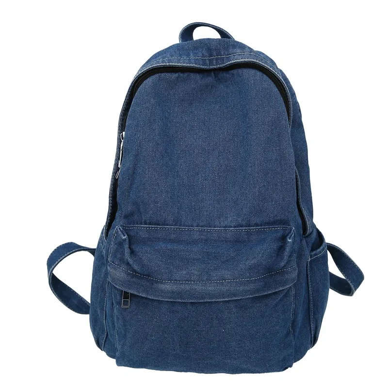 

2025 Minimalist Denim Backpack Ins New Student School Bookbag Suitable for Travel Unisex Retro Casual Portable Bag