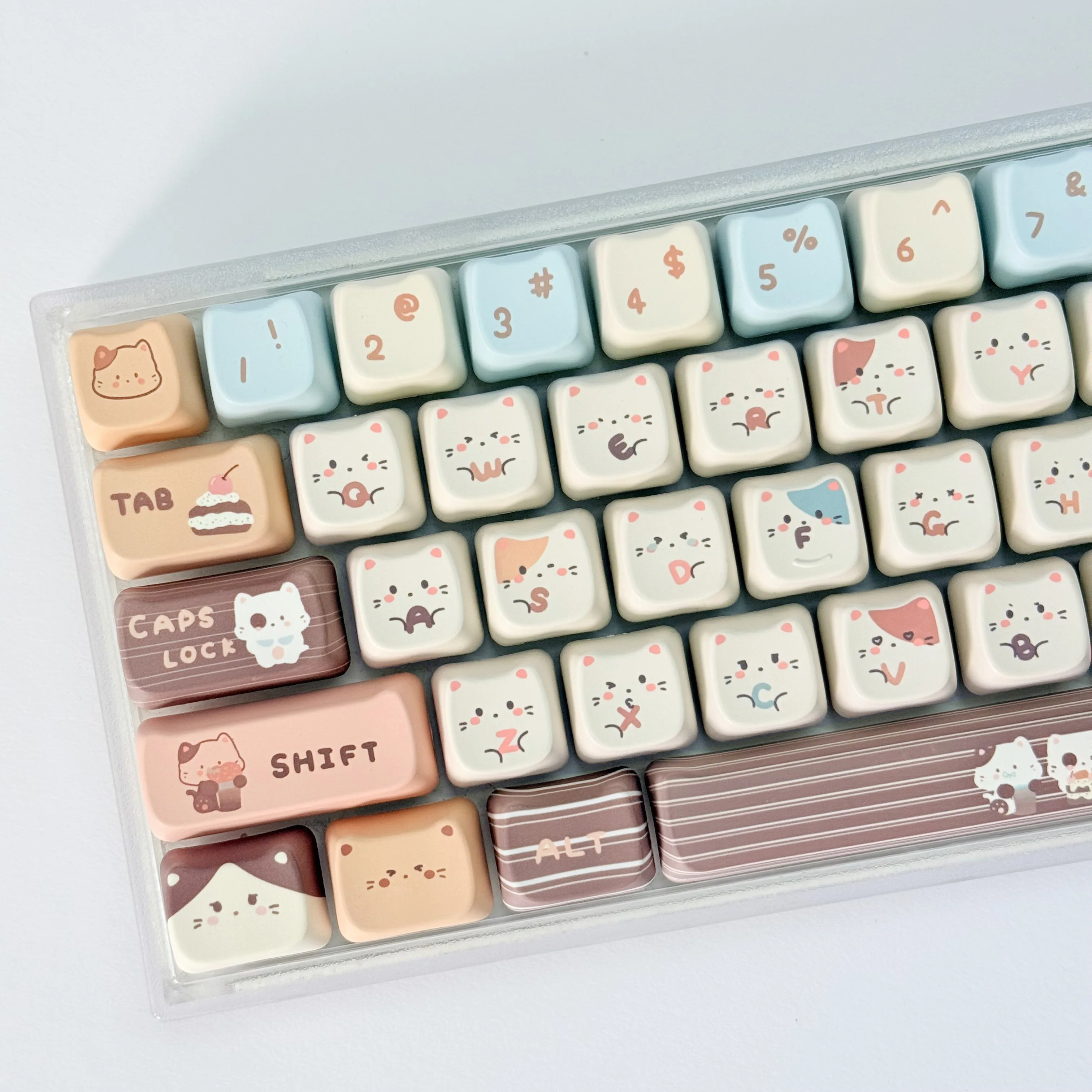 Niedliche Tastenkappen MOA Rosa Lila Gelb MAO Profil Katzenohrform Benutzerdefinierte PBT-Tastenkappe für 60 % 65 % 75 % TKL 96 % mechanische Tastatur