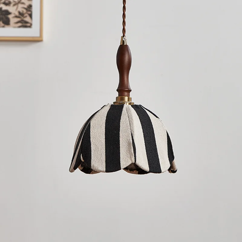 

Danish Black White Fabric Small Ceiling Pendant Lights Retro Bedsides Cafe Foyer Homestay Restaurant Art Illumination Decoration