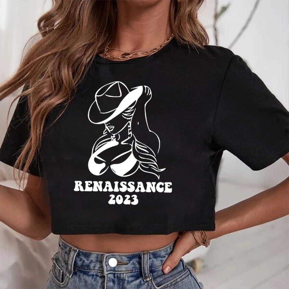 Beyonce Renaissance 2023 Crop Tops Beyonce Crop Tops Beyonce Fan Gift O-Neck Short Sleeves Crop Tops