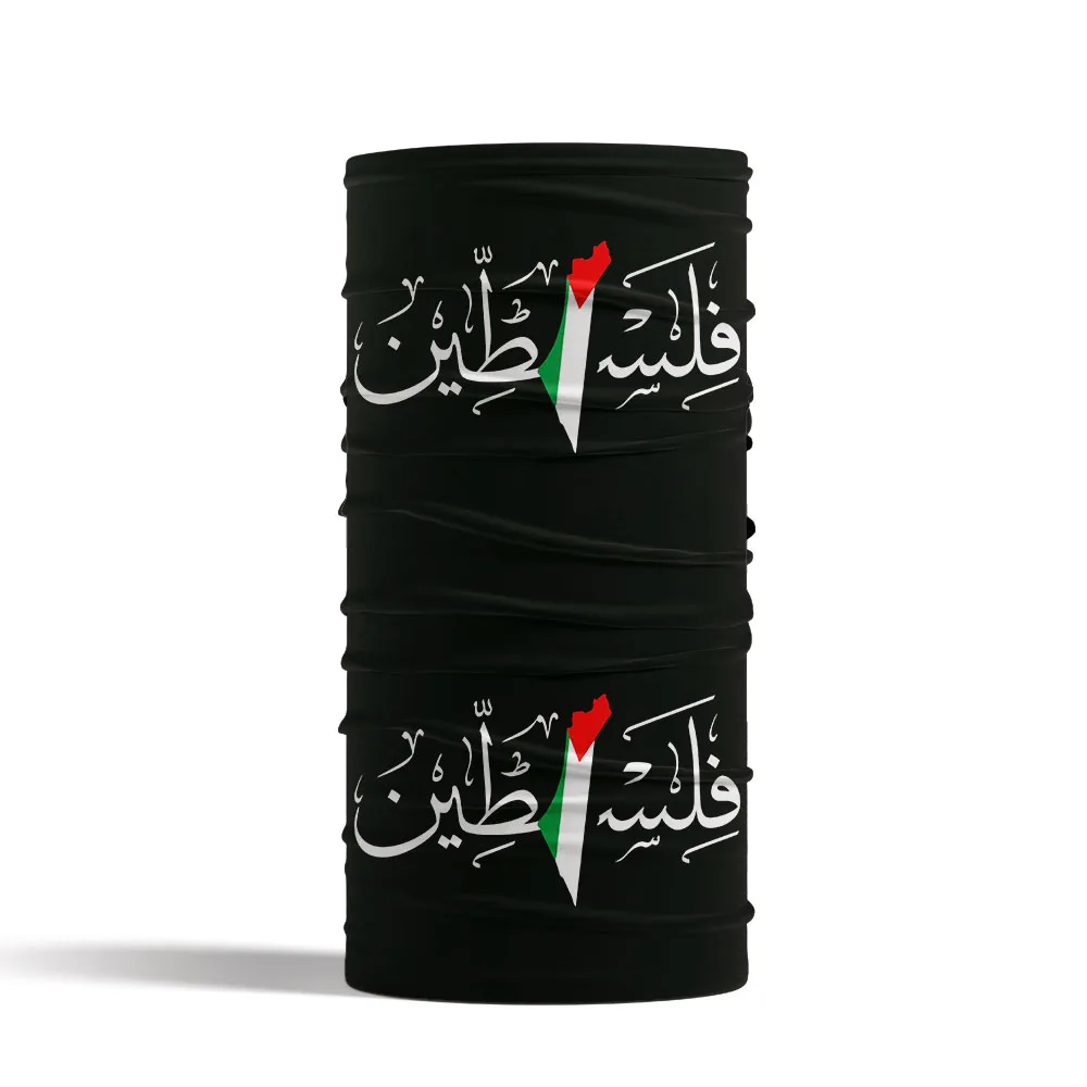 Arabic Palestine Letter Palestinian Flag Map Bandana Neck Warmer Gaiter for Cycling Hiking Men Women Headwrap Scarf Balaclava