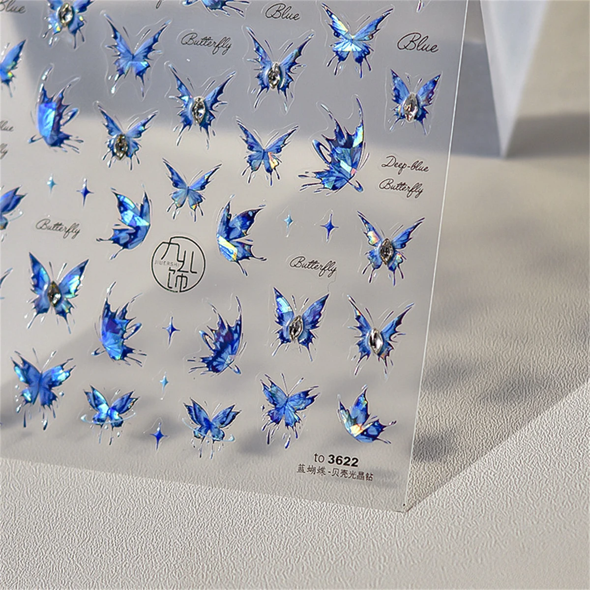 1 stücke 5d Strass blaue Schmetterling Nail Art Aufkleber exquisite Glitzer Acryl Nagel Dekorationen Abziehbilder DIY Kleber Zubehör