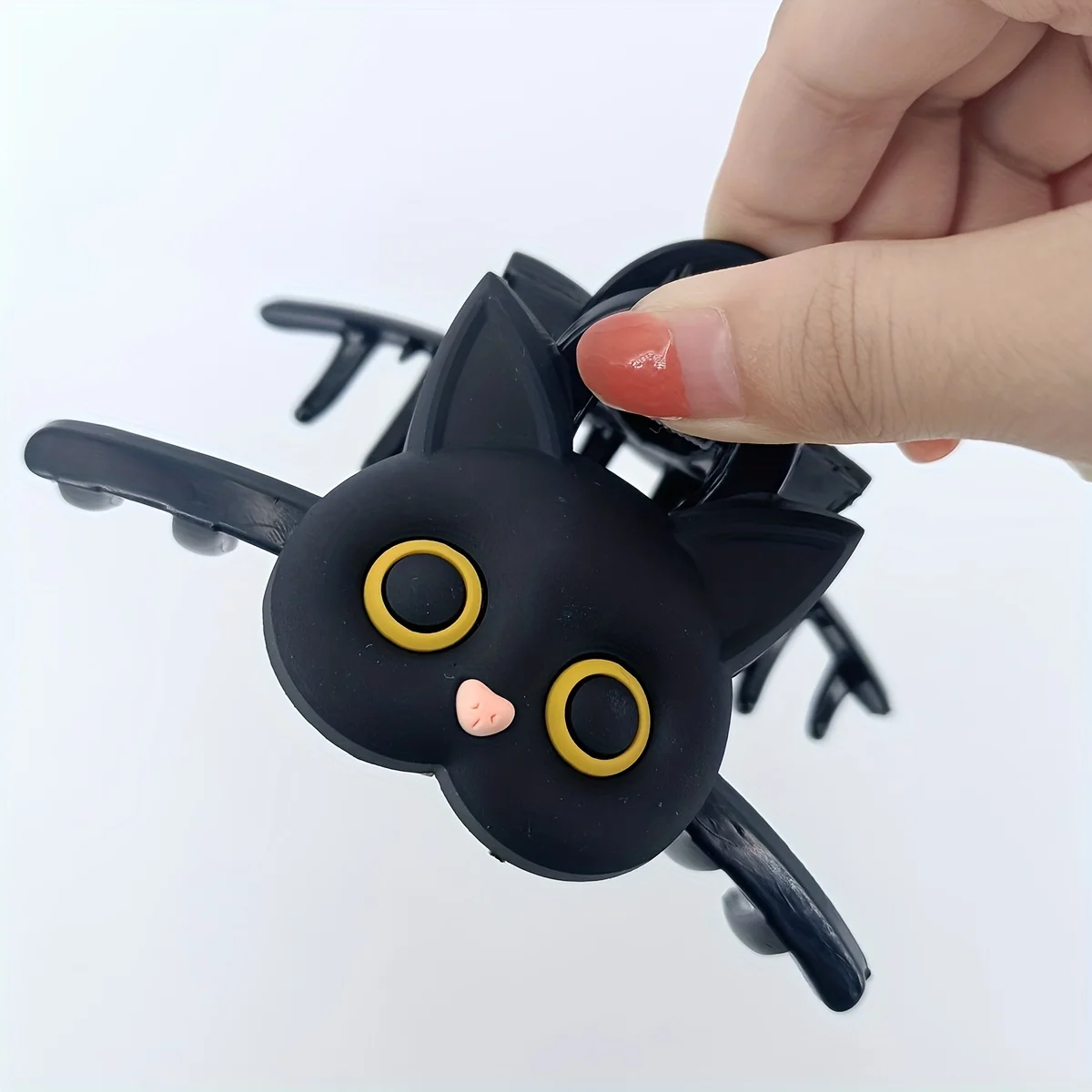 قطعة واحدة من مشبك شعر كبير بلون موحد - قطة لطيفة - مخالب بلاستيكية على شكل حيوان عصري - إكسسوارات شعر تحت عنوان