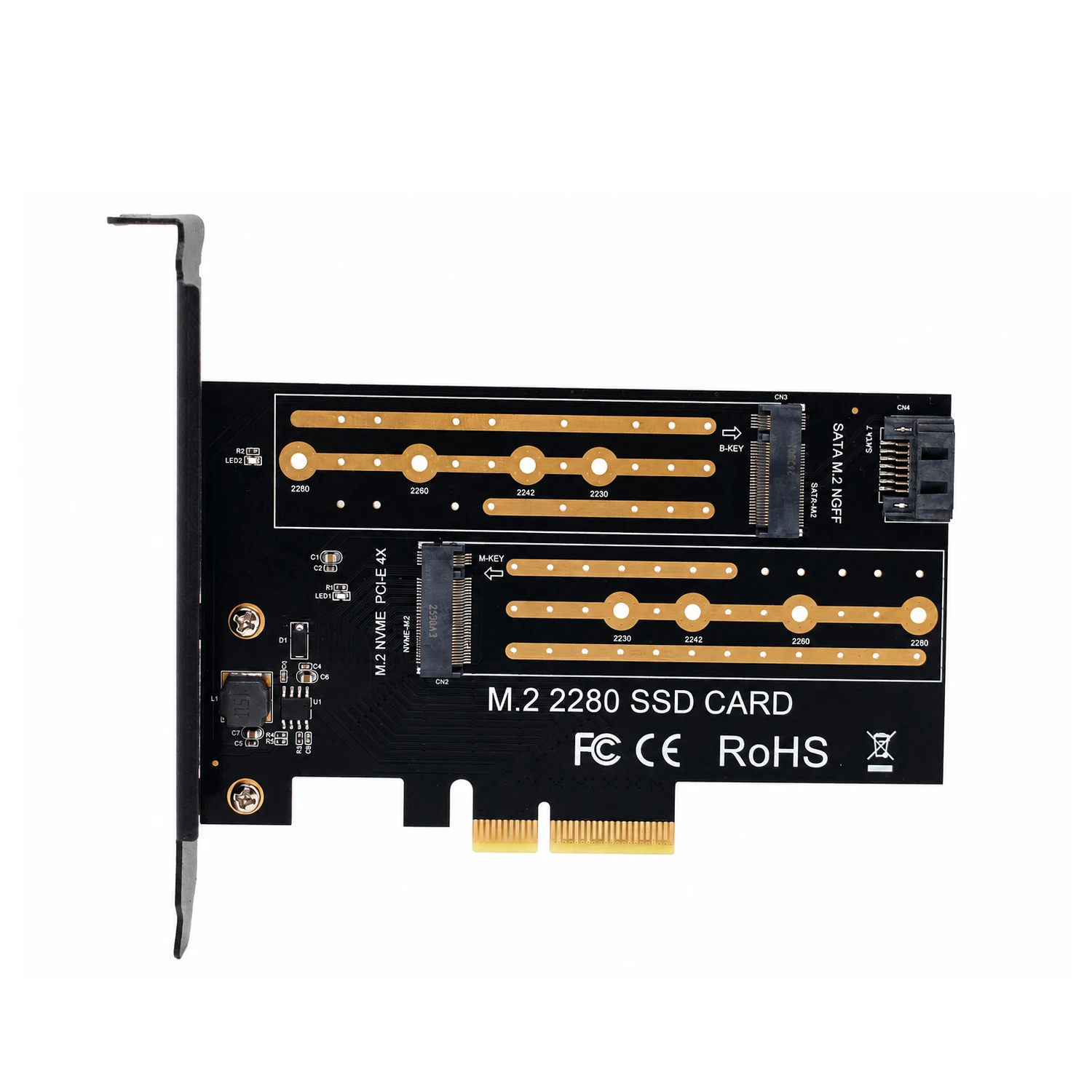 Internal M.2 SSD Adapter Card, PCIe X1/X4 NVMe Models plus SATA NGFF X4 Option, 2230-2280 Storage Expansion for Computer